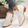 thumbnail image 2 of Suede Ankle Boots for Women Casual Round Toe Low Stacked Heel Zip up Business Work Dress Fall Booties, 2 of 5