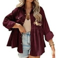 thumbnail image 1 of Camisa Dobladillo Con Volantes Manga Larga Color Sólido Con Botones Cuello De Solapa Mujer Top De Maternidad Vino Rojo M, 1 of 5