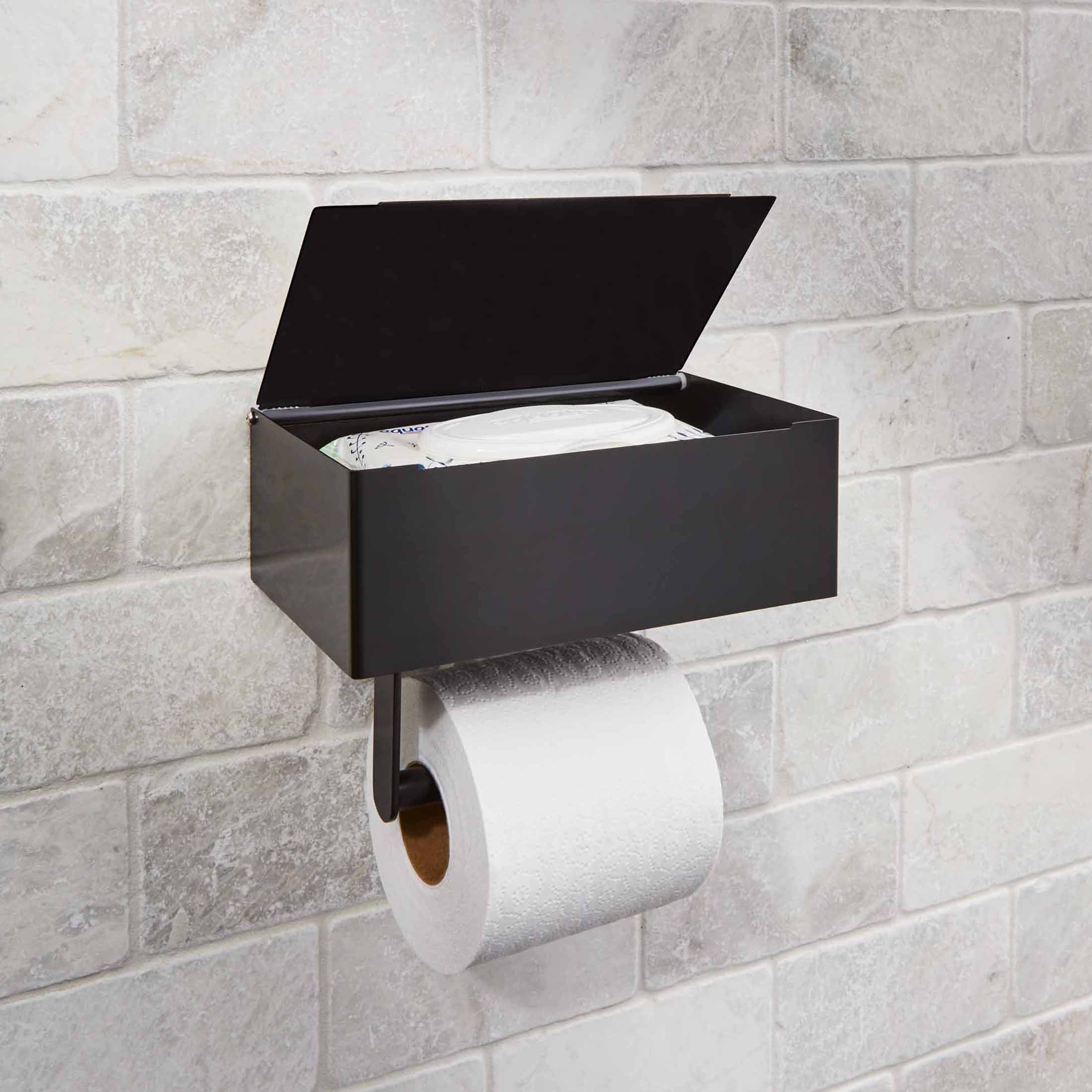 Better Homes & Gardens Toilet Paper Holder with Storage in Matte Black