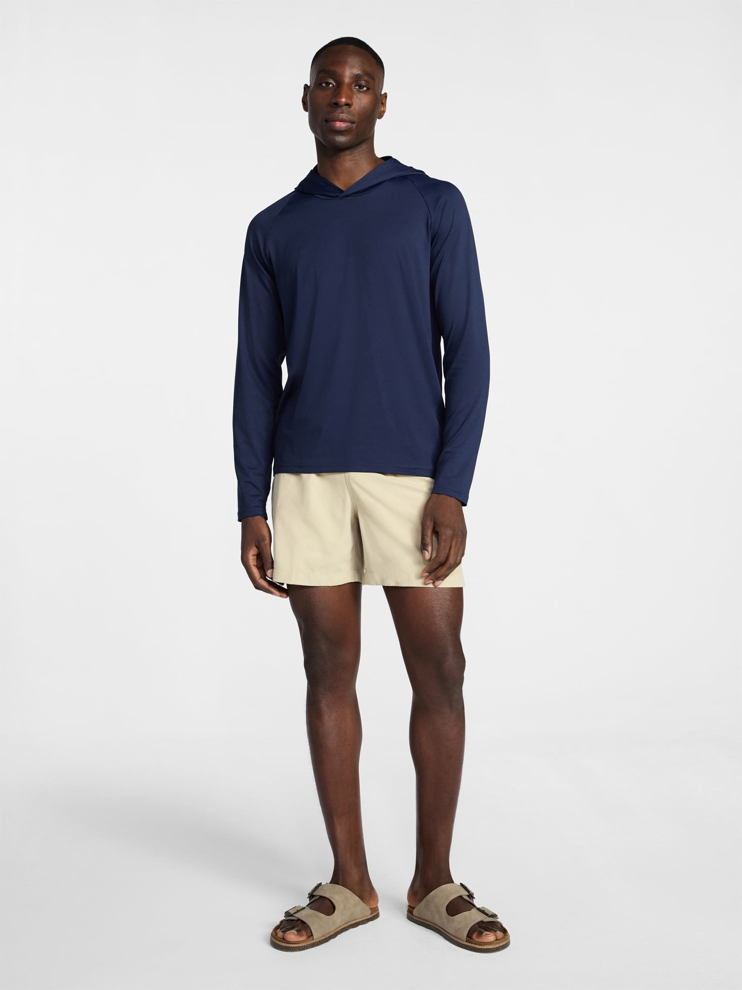 George Men's and Big Men's Hooded Sun Shirt with Long Sleeves, UPF 50+, Sizes S-3XL