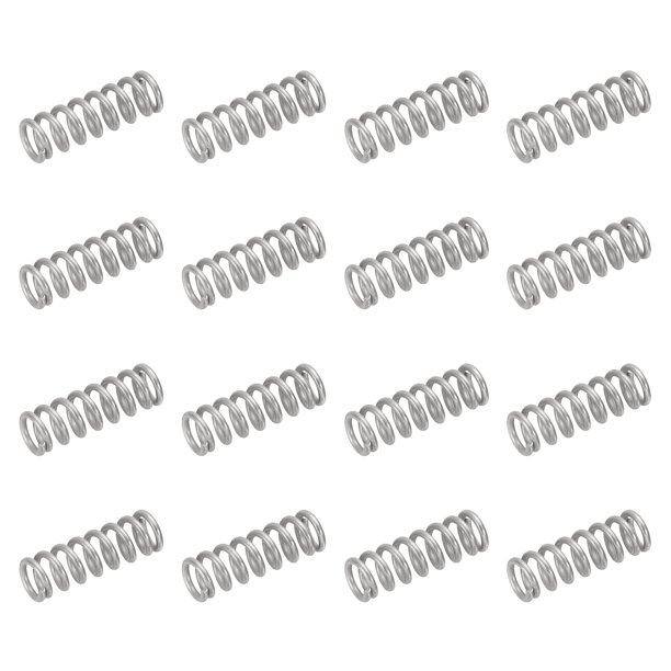 Paquete de 50 resortes de compresión de acero inoxidable 304, 0.8mm x 5mm x 15mm, resorte pequeño y diminuto para reparaciones en el hogar y bricolaje, uso en talleres e industrial, (tono plateado)
