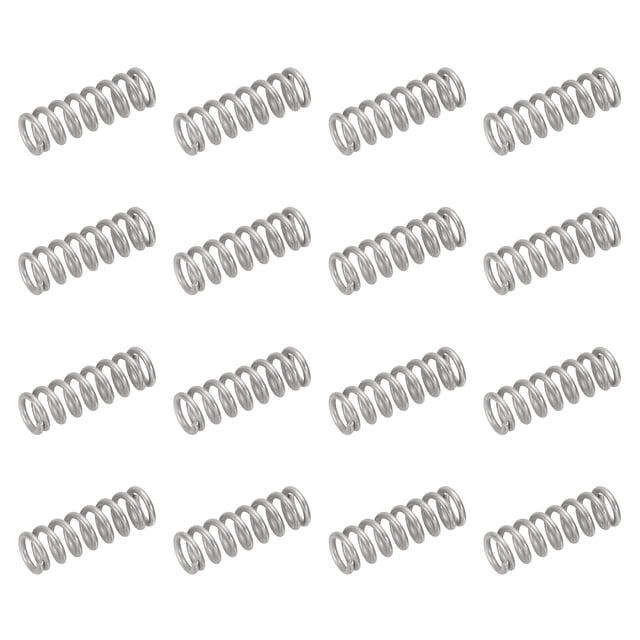 Paquete de 50 resortes de compresión de acero inoxidable 304, 0.8mm x 5mm x 15mm, resorte pequeño y diminuto para reparaciones en el hogar y bricolaje, uso en talleres e industrial, (tono plateado)