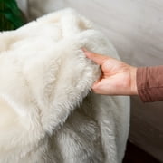 Big Joe Lotus Foam Filled Teardrop Bean Bag Chair, Ivory Short Shag, Soft Faux Fur, 4 feet Big