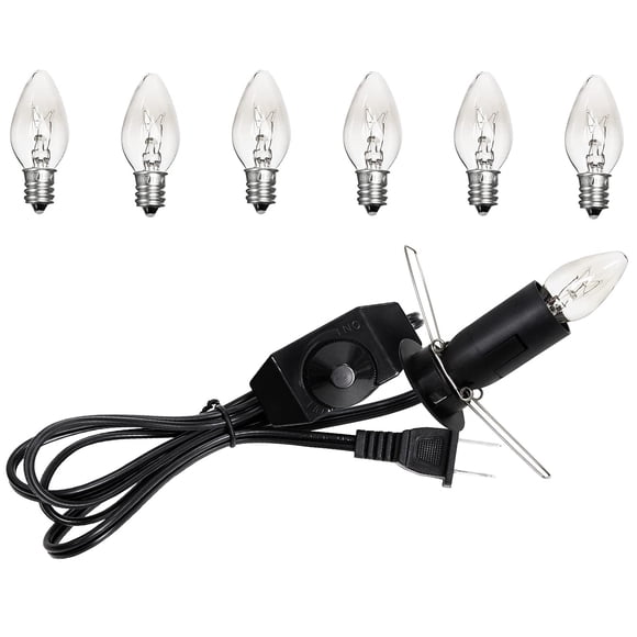 OHLGT 1 paquete de cable de repuesto para lámpara de sal con interruptor de atenuación, cable de lámpara de 5 pies y paquete de 6 bombillas halógenas de sal (15 vatios)