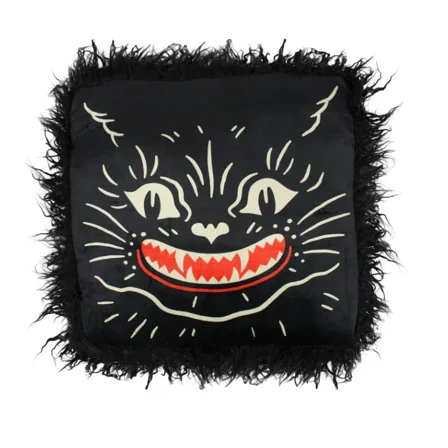 Creepy Co. Beistle Shag Cat Throw Pillow Cushion Halloween, Black, 39890196889771