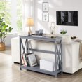 thumbnail image 4 of Console Table for Entryway, 2 Tier Narrow Sofa Table Bookshelf Accent Tables w/Storage Shelf, Living Room Entry Hall Foyer Tables Furniture, Grey, 4 of 17
