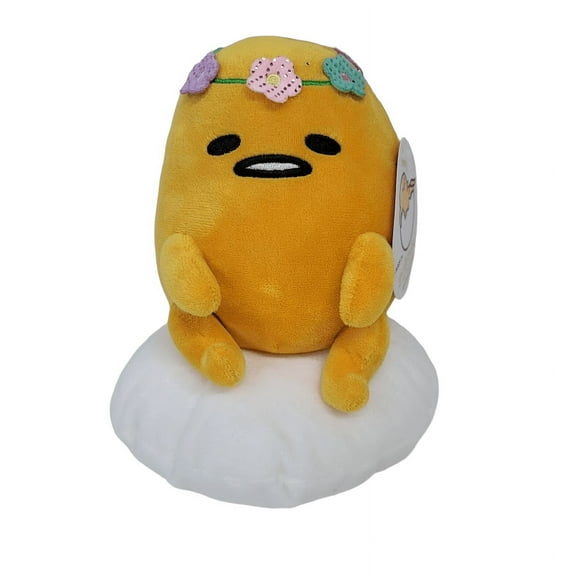 Sanrio Gudetama 8" The Lazy Egg with Flower Headband Plush Toy from the Hello Kitty Collection