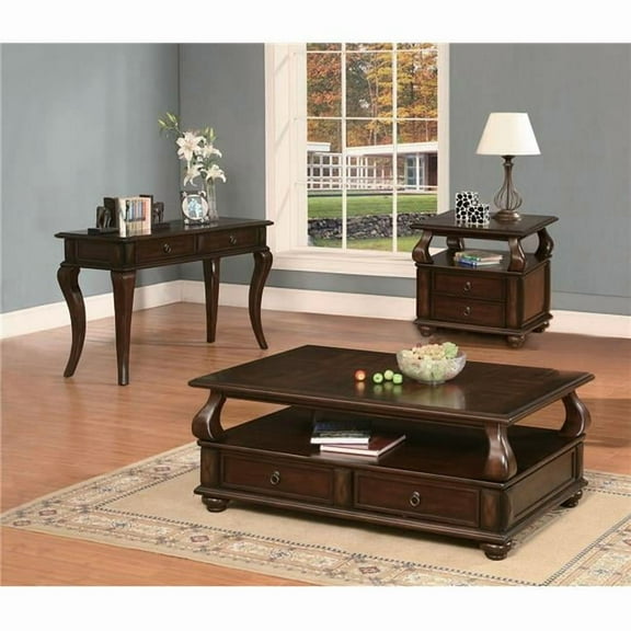 Popular & Basswood Veneer Coffee Table - Walnut - 20 x 50 x 32 in.