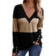 thumbnail image 2 of Blusas Elegantes e Informales para Mujer, con Bloques de Color, de Larga y Cuello en V, para Otoño. Camello M, 2 of 6