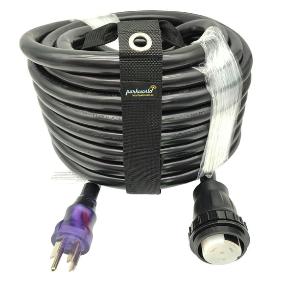 Parkworld 63340 RV Shore Power 50A Extension Cord Adapter , NEMA 14-50P to SS2-50R Straight Plug for Generator (75FT)