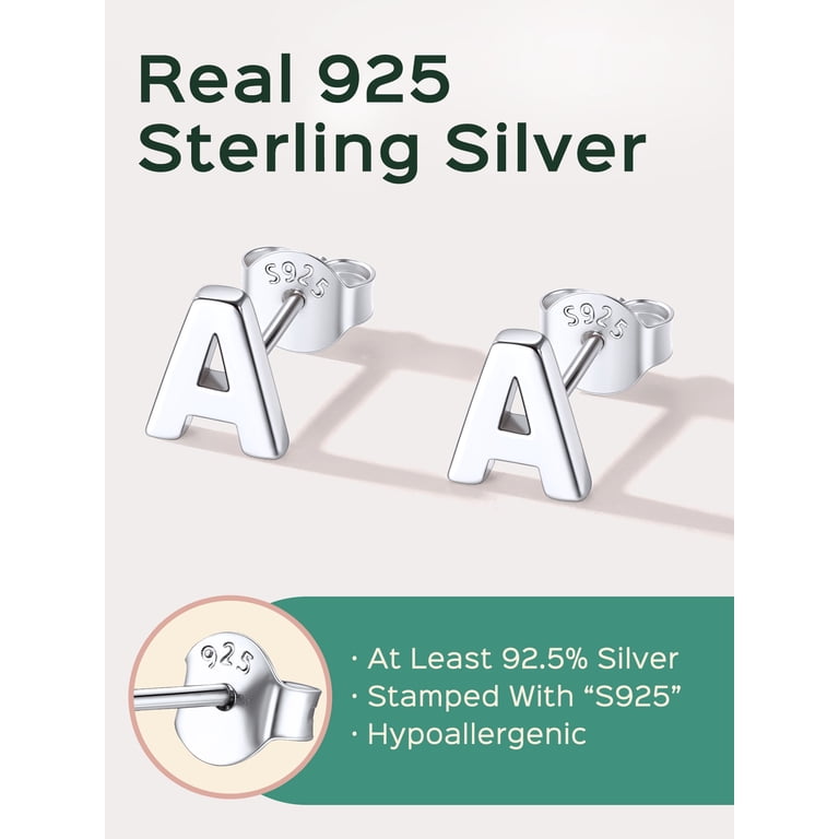 ChicSilver Sterling Silver Initial Letter Stud Earrings photo 5
