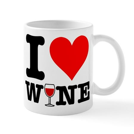 

CafePress - I Heart Wine Mug - 11 oz Ceramic Mug - Novelty Coffee Tea Cup