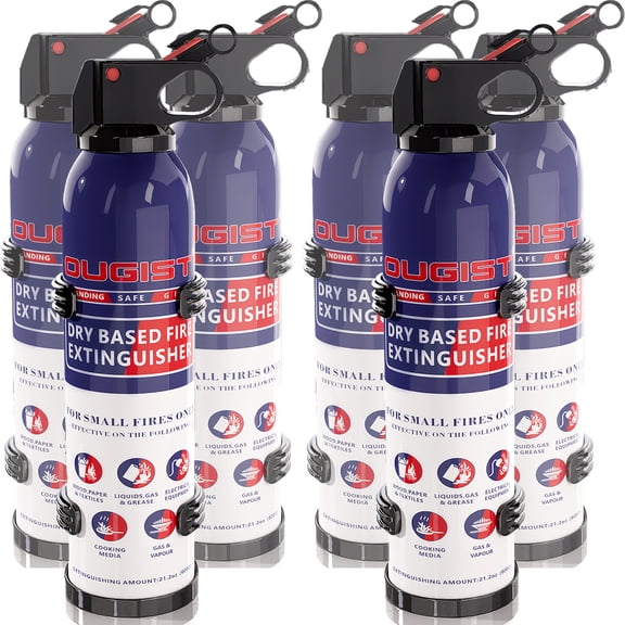 Ougist Fire Extinguisher Spray, Dry Powder Compact Aerosol Quick-Acting for Kitchen, Car, 600g, 6 Pack