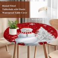 thumbnail image 4 of Red Christmas Round Tablecloth, Fitted Table Cover with Elastic for 45"-54" Round Tables, Snowman Snowflake Gifts Xmas Tree Table Cloth Outdoor Indoor Dinning Party Waterproof Tablecloths, 4 of 7