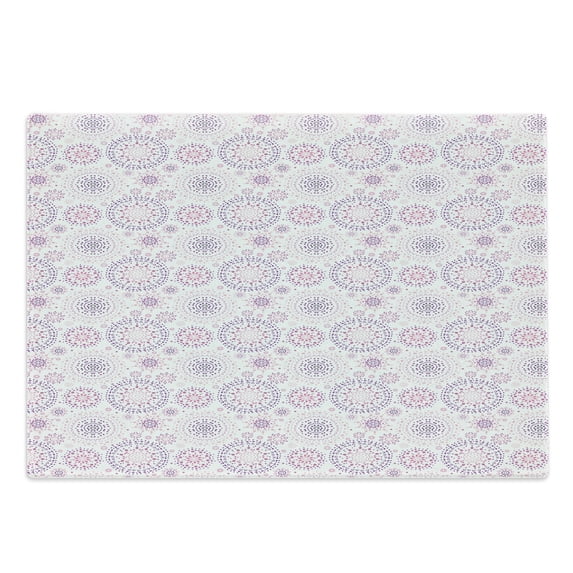 Mandala Cutting Board, Geometric Mandala Motifs Abstract Doodle Art Style Traditional, Decorative Tempered Glass Cutting and Serving Board, in 3 Sizes, by Ambesonne