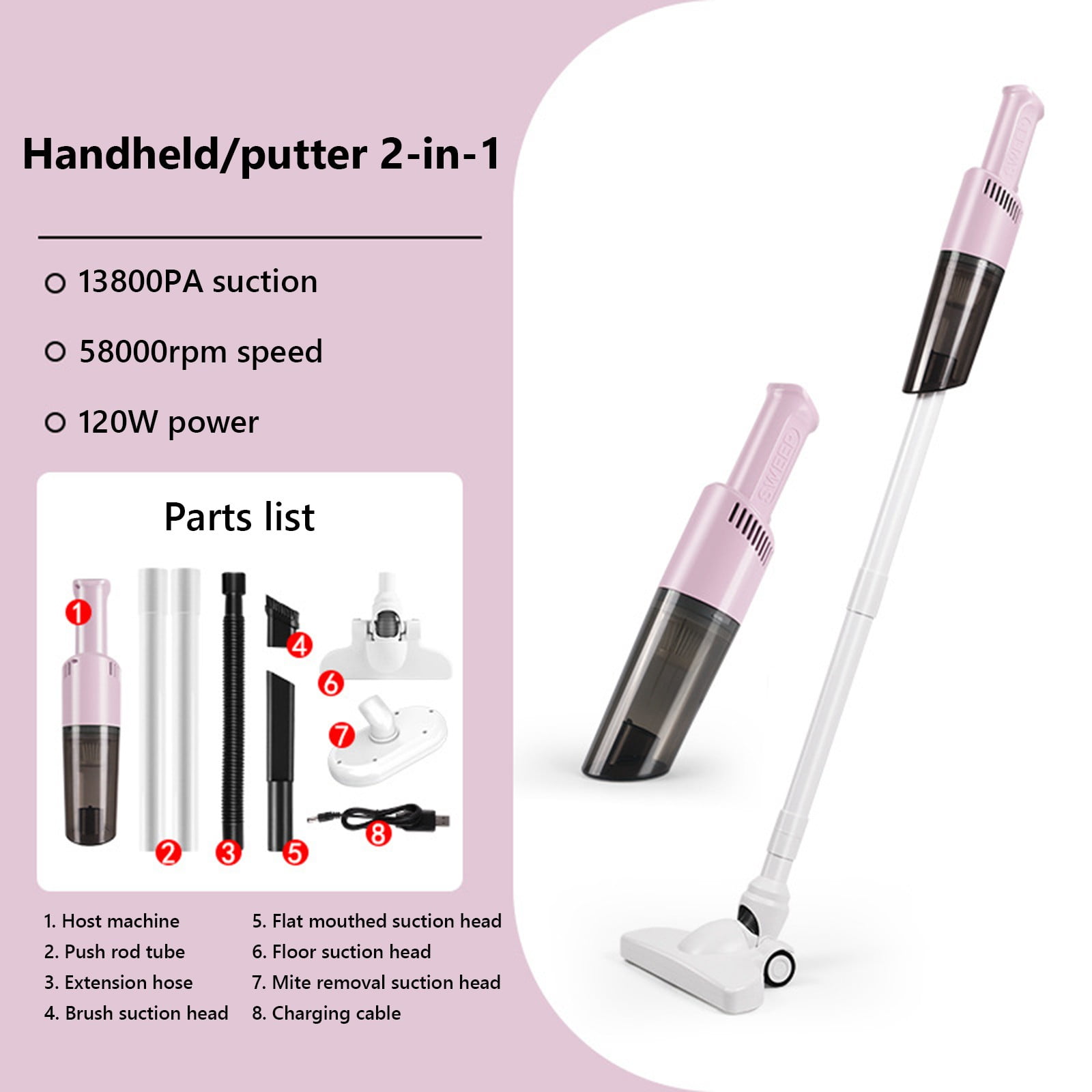 VWRXBZ Car Vacuum Cleaner Car Mounted Vacuum Cleaner Wireless and Convenient Handheld Vacuum Cleaner-purpose for Home and Car High Suction Power Vacuum Cleaner 9.09x6.44x2.85 Inch