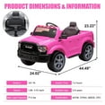 thumbnail image 4 of Ram Ride on Car Toys, 12V RAM 2500 Powered Ride on Toy Truck with Remote Control, Electric Car for Kids Girls 3-5 w/ Bluetooth, Rear Storage Trunk, Safety Belt, Rear Wheel Suspension, Pink, 4 of 8