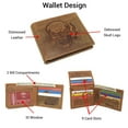 thumbnail image 4 of MARSHAL Mens Vintage Leather RFID Blocking Bifold Wallet for Men with Smoking Skull Design Tan, 4 of 9