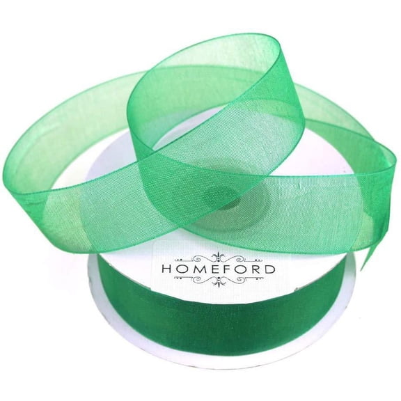 Sheer Organza Ribbon, 7/8-inch, 25-yard, Emerald Green