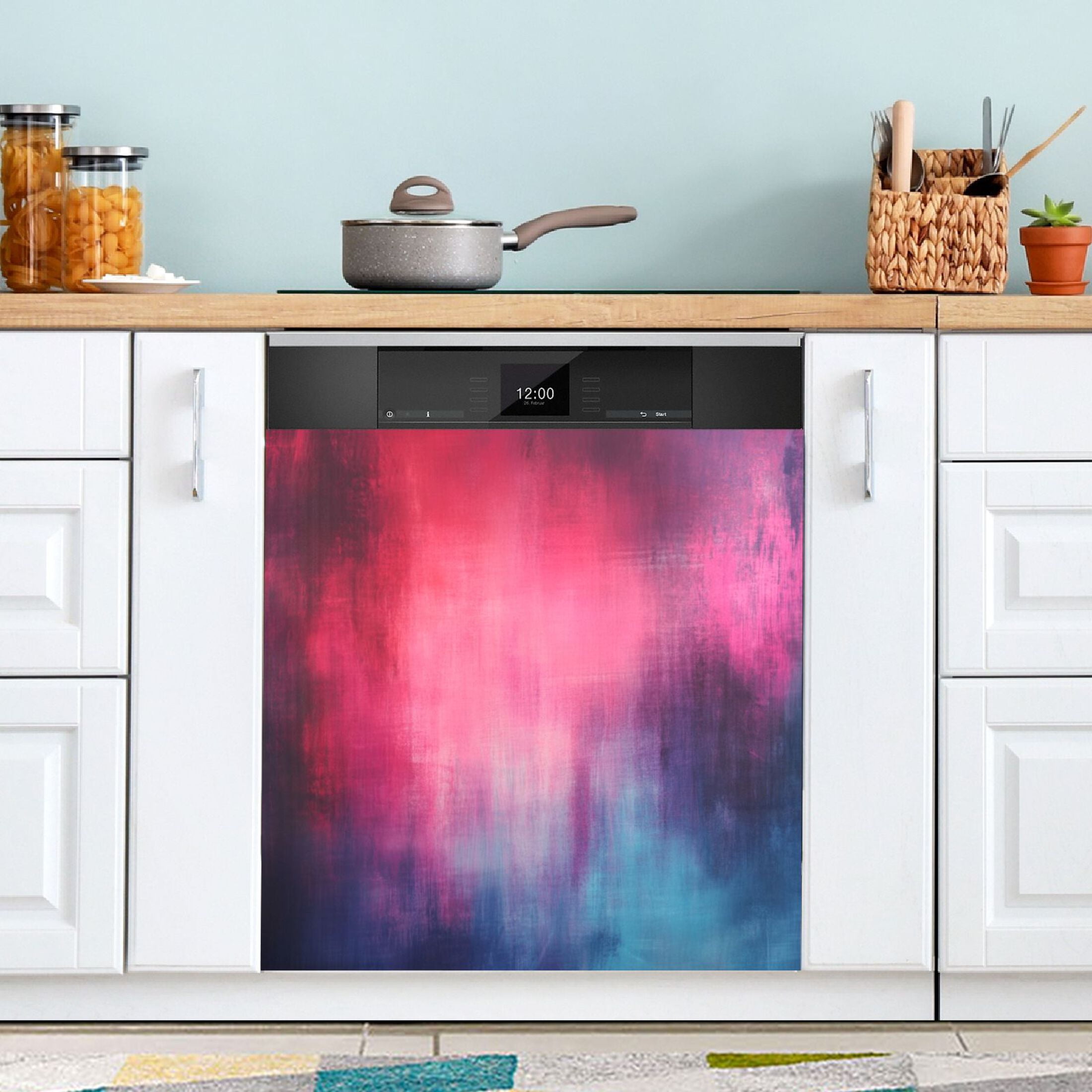 Dishwasher Magnetic Sticker 23x26 Inch Refrigerator Magnetic Sticker Washing Machine Magnetic Sticker Kitchen Panel Magnetic Sticker Home Decor Red and Green Pattern