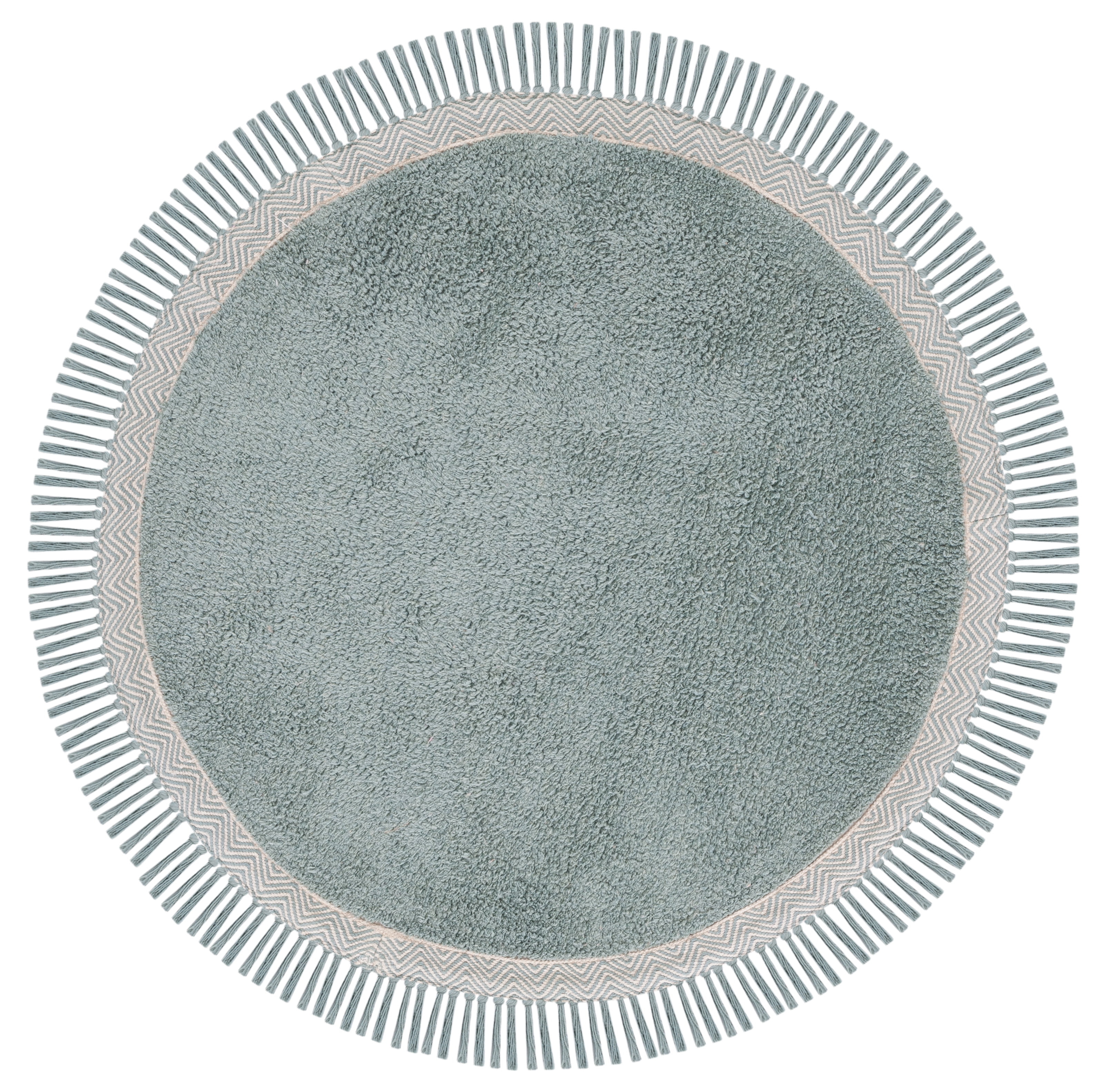 Safavieh Easy Care Dallas Solid Cotton Machine Washable Area Rug, Teal/Ivory, 3' x 3' Round