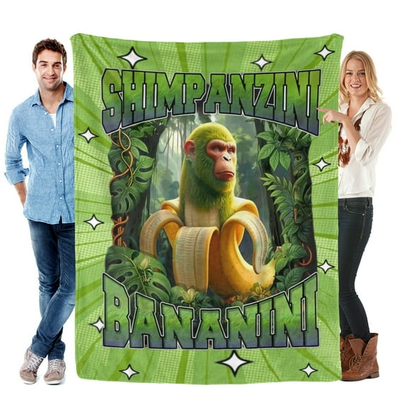 Throw Blanket for Chimpanzini Bananini Tung Tung Sahur Bed Couch Flannel Blanket for Kids Boys Girls Gifts Soft Warm Home Decor 30x40 Inch