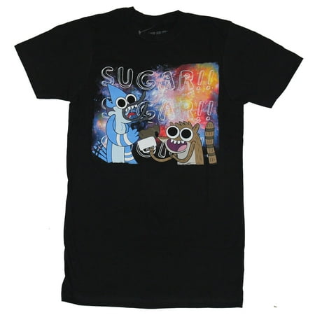 The Regular Show Mens T-Shirt - SUGAR!!! Reved Up Big Eyed Mordecai Rigby
