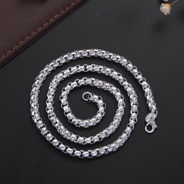 Collar de cadena redonda de 4mm de Plata de Ley 925 de oro de 18K de 20-60cm para mujer y hombre, joyería con dijes para fiesta de boda de 8/18/20/22/24 pulgadas