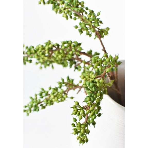 12" Faux Green Sedum Berry Stem