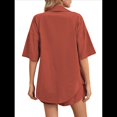 thumbnail image 4 of Conjunto de Chándal de 2 Piezas para Mujer, de Verano, con Top de Corta y Pantalones Cortos. Rojo Ladrillo M, 4 of 9