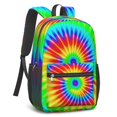 thumbnail image 2 of Red and Green Tie Dye Pattern 17" Waterproof Oxford School Backpacks for Teens, S-Shape Padded Straps, for School, Travel, Hiking, Camping, 2 of 5