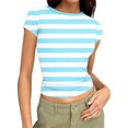 thumbnail image 2 of Xuyuer Print Fitted Pencil Top - Women's Casual Unstructured Round Neck Short Sleeve Shirt Matching Set for Office Chic Ensembles, Dinner Date Nights & Modern Separates Wardrobe Styling, 2 of 5
