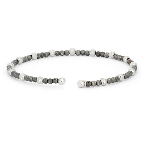Giuliano Mameli Sterling Silver Black and White Rhodium-Plated Bracelet with Large and Small Textured Beads