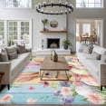 thumbnail image 3 of Large Area Rugs for Living Room Bedroom, Easter 8'x10' Rug Washable Carpet Runner Indoor Outdoor, Spring Bunny Eggs Botanical Floral Wooden Grain Non Slip Floor Mats Rug for Kitchen, Patio, 3 of 8