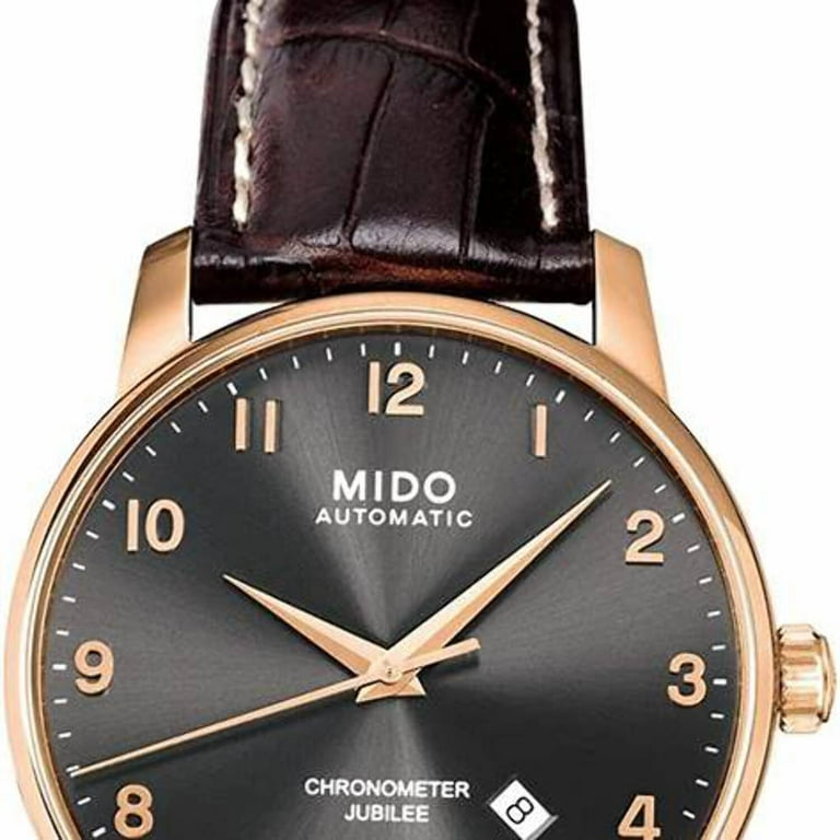 Mido Jubilee Automatic Black Dial Brown Leather Mens Watch