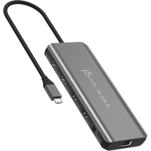 Open Box j5 Create JCD398 USB Type-C 7 in 1 PD Support Dual HDMI Gen2 Multihub