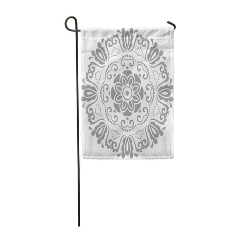 SIDONKU Elegant Round Gray in Classic Abstract Traditional Pattern Oriental Garden Flag Decorative Flag House Banner 12x18 inch