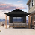 thumbnail image 2 of PURPLE LEAF 12 X 24 Hardtop Gazebo Outdoor Wood Grain Aluminum Frame Galvanized Steel Double Roof Netting and Curtains Patio Deck Backyard Garden, 2 of 9