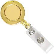 Gold Retractable Badge Reel with Belt Clip - Shiny Brassy Metallic Bling Card Extender for Access Card or Key by Specialist ID