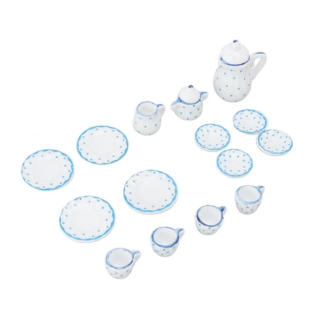 Dollhouse Tea Set, Porcelain Simulation Miniature Tea Set for Dollhouse Kitchen Type A,Type B,Type C,Type D,Type E