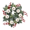 thumbnail image 2 of Fall Thanksgiving Wreath with White Pumpkins Red Berries, Artificial Autumn Front Door Wreath for Spring, Summer, Fall,Thanksgiving, Wedding, Harvest Home Decor by XSAOP, 2 of 7