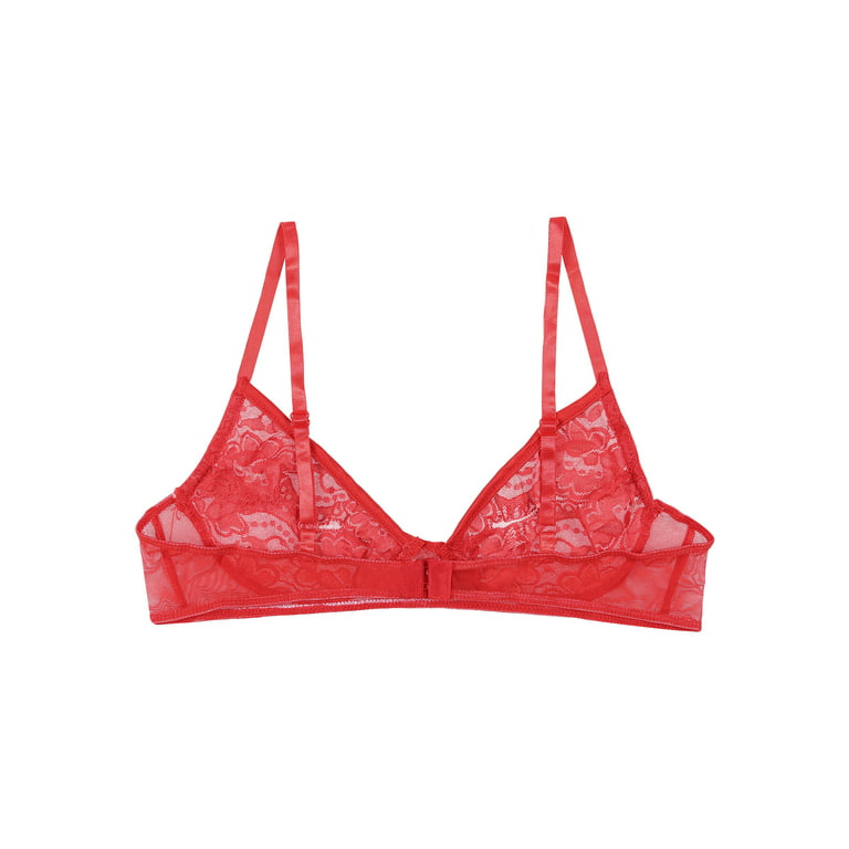 Sheer Nude Red Floral Decal Lace Bralette Set – Dolls Kill
