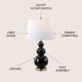 thumbnail image 5 of JONATHAN Y Bowen 27.5" Contemporary Transitional Ceramic Gourd LED Table Lamp, Black/Brass Gold, JYL4023C, 5 of 7