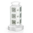 thumbnail image 3 of Power Strip Tower with USB Ports Surge Protector - 10 AC Outlet + 4 USB Port Charging Station Desk Power Strip Supply Adapter Plug, Individual Switch, 6FT Extension Cord, 3 of 6