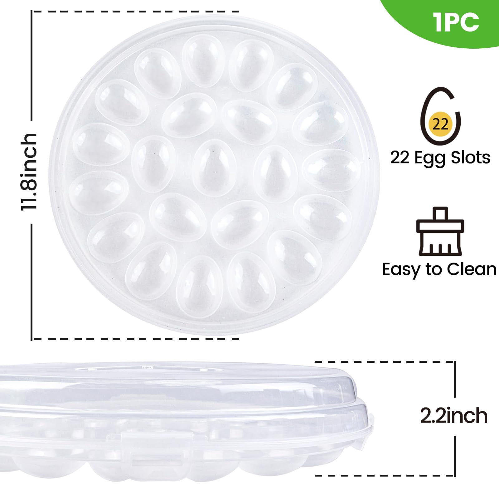 Deviled egg container with lid, deviled egg tray rack, 22 slots, perfect for holiday parties and home kitchens.