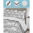 thumbnail image 4 of Quilts Queen Size Bedding Set, Grey Palm Tree Summer Lightweight Quilted Comforter, Beach Tropical Botanical Coastal Soft Reversible Bedspread Coverlet with Pillow Covers for All Season, 90" x 96", 4 of 7