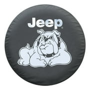 SpareCover - Brawny Series - Jeep Logo with Bull Dog on 35" tall Denim Textured Vinyl - Heavy Duty - Tire Cover - made in USA only