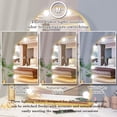 thumbnail image 4 of Gold Arch Hollywood Vanity Mirror with Lights Dimmable 3Color 12 Bulbs Hollywood Vanity Lighted Mirror for Bedroom Wall Detachable Base Stand X10 Magnifying Arch Vanity Makeup Desk Table Mirror, 4 of 7