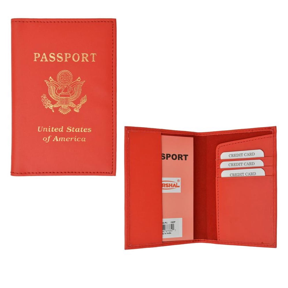 red leather passport holder