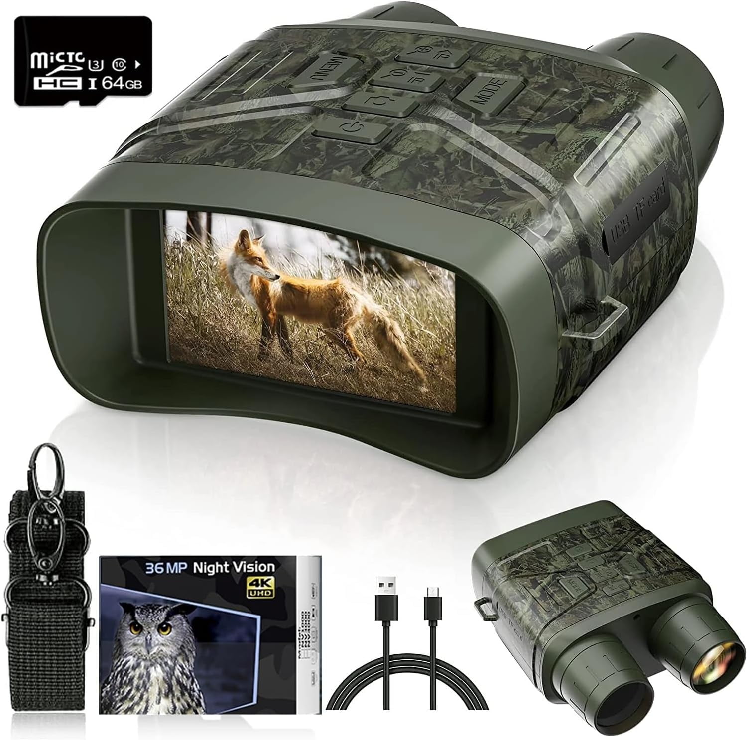 Night Vision Binoculars for Adults, 4K Night Vision Goggles Binoculars for Adults,3'' Large Screen,Save Photo/Video with Memory Card & Rechargeable Lithium Battery for Hunting & Camping (Camouflage 6